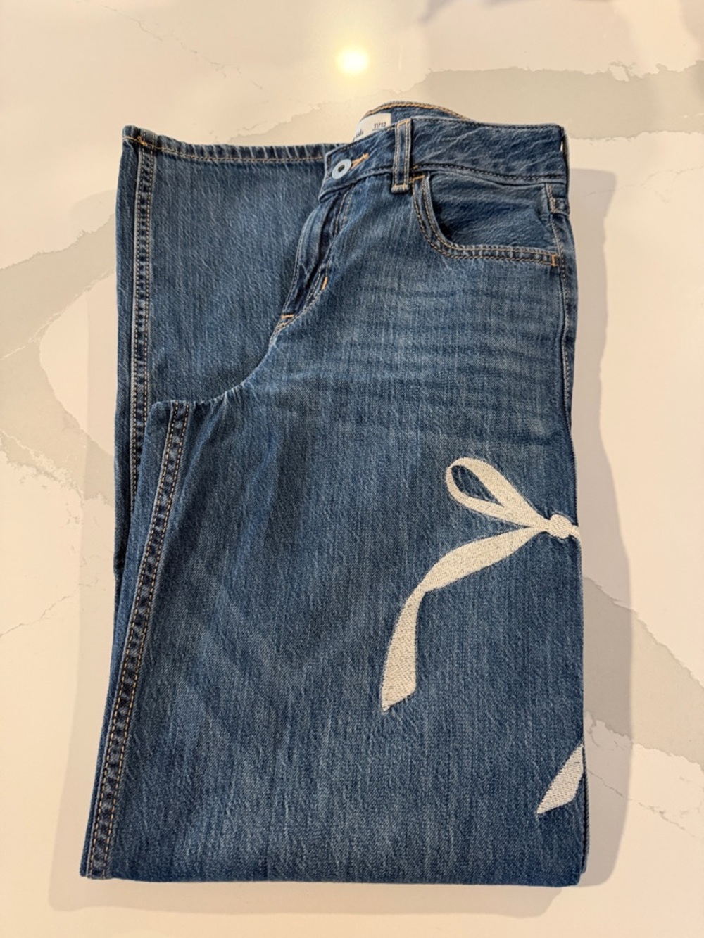 abercrombie kids Blue Denim Jeans with White Bow Detail